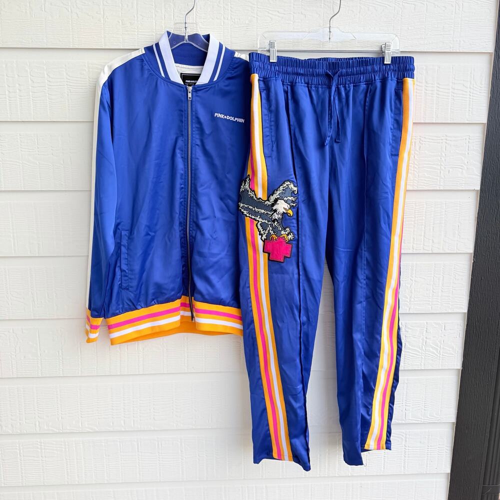 Pink Dolphin Take Flight Royal Blue Eagle Embroidered Tracksuit XL NWT